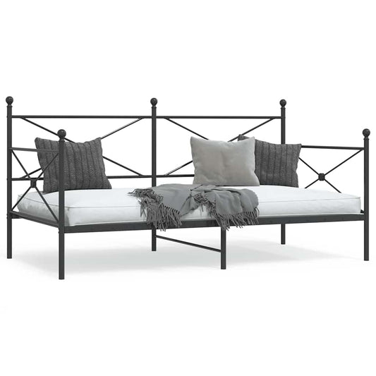 Day Bed without Mattress Black 100x200 cm Steel