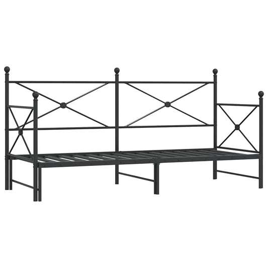 Daybed with Trundle without Mattress Black 75x190 cm Steel