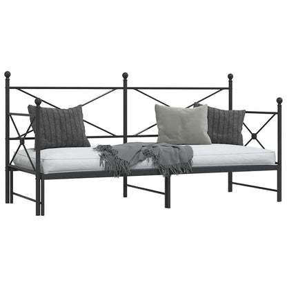 Daybed with Trundle without Mattress Black 75x190 cm Steel