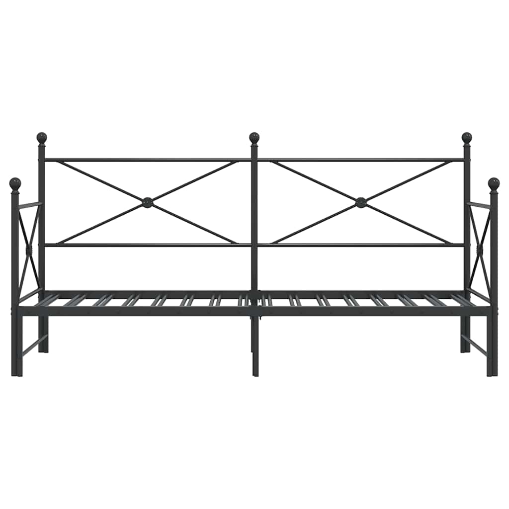 Daybed with Trundle without Mattress Black 75x190 cm Steel