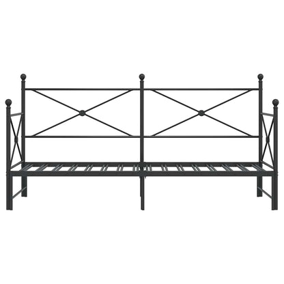 Daybed with Trundle without Mattress Black 75x190 cm Steel