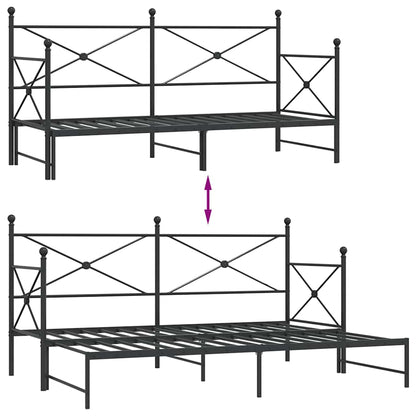 Daybed with Trundle without Mattress Black 75x190 cm Steel