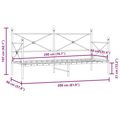 Day Bed without Mattress White 90x200 cm Steel