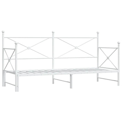 Daybed with Trundle without Mattress White 75x190 cm Steel