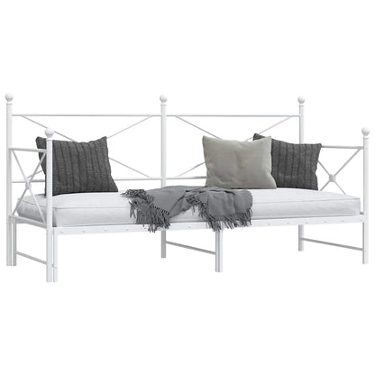 Daybed with Trundle without Mattress White 75x190 cm Steel