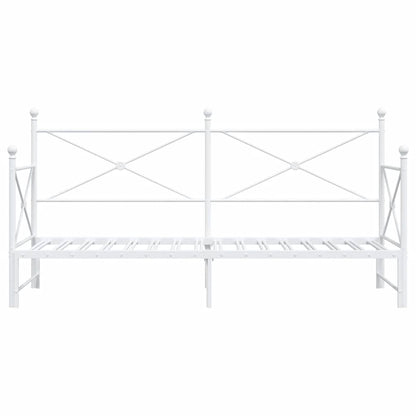 Daybed with Trundle without Mattress White 75x190 cm Steel