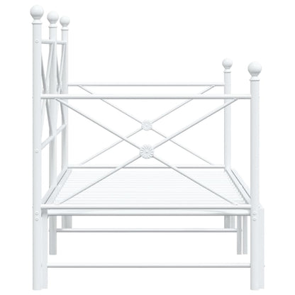 Daybed with Trundle without Mattress White 75x190 cm Steel
