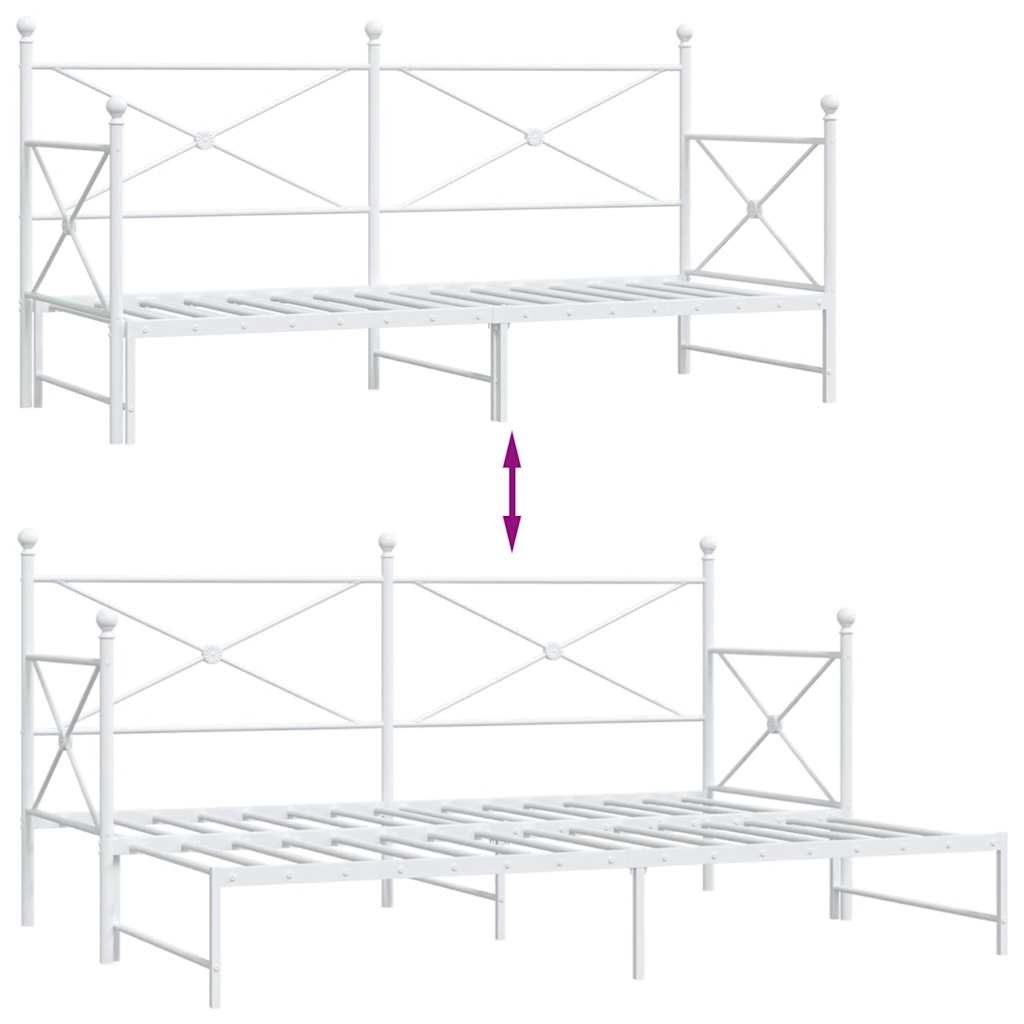 Daybed with Trundle without Mattress White 75x190 cm Steel