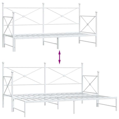 Daybed with Trundle without Mattress White 75x190 cm Steel