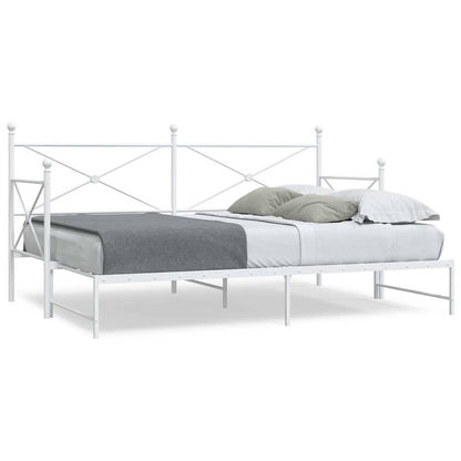 Daybed with Trundle without Mattress White 75x190 cm Steel