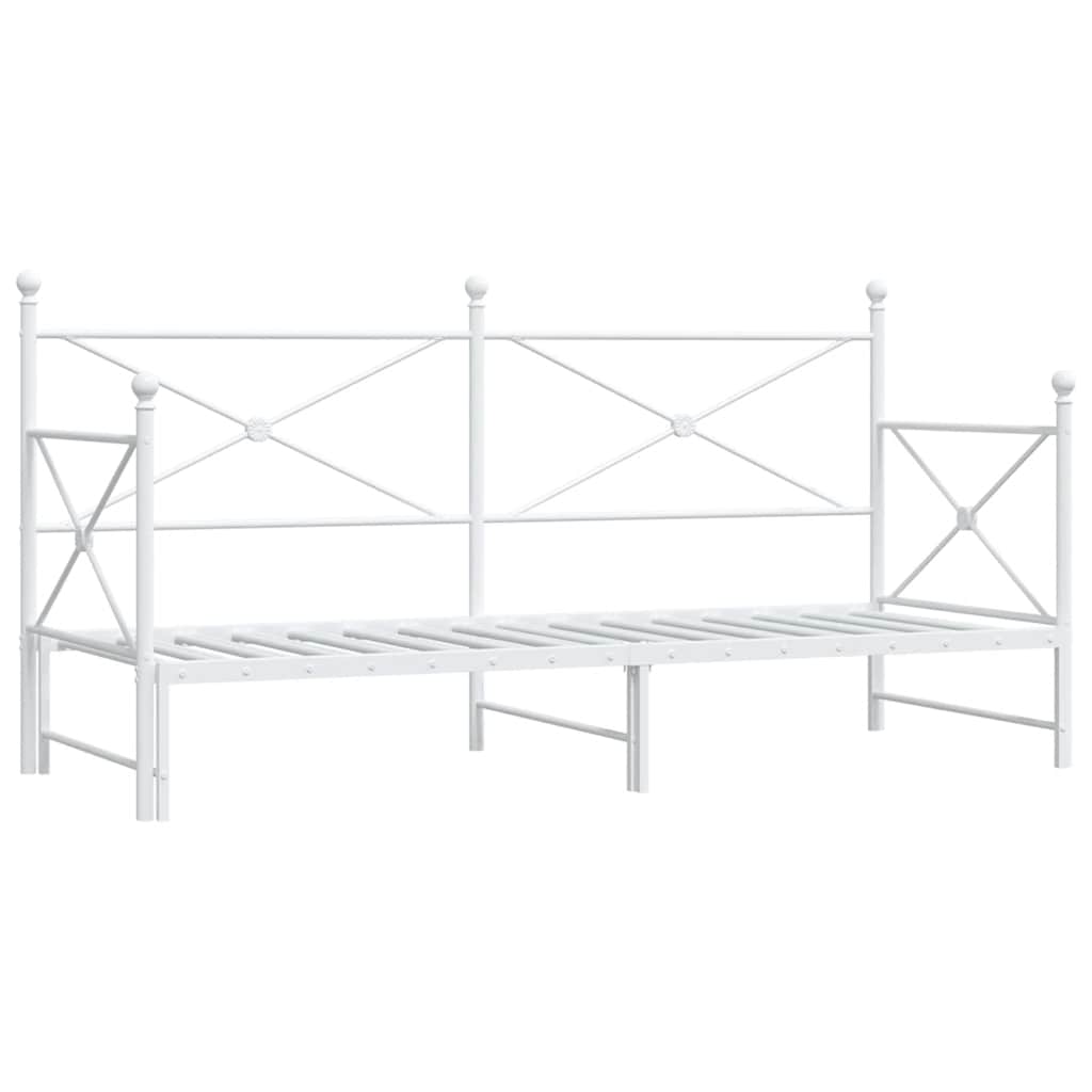 Daybed with Trundle without Mattress White 80x200 cm Steel