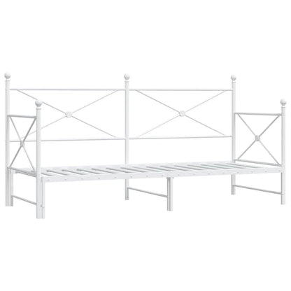 Daybed with Trundle without Mattress White 80x200 cm Steel