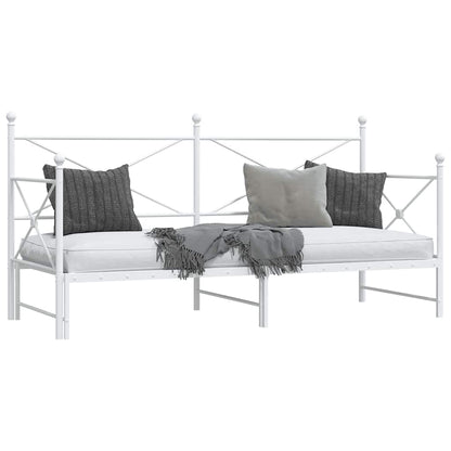 Daybed with Trundle without Mattress White 80x200 cm Steel