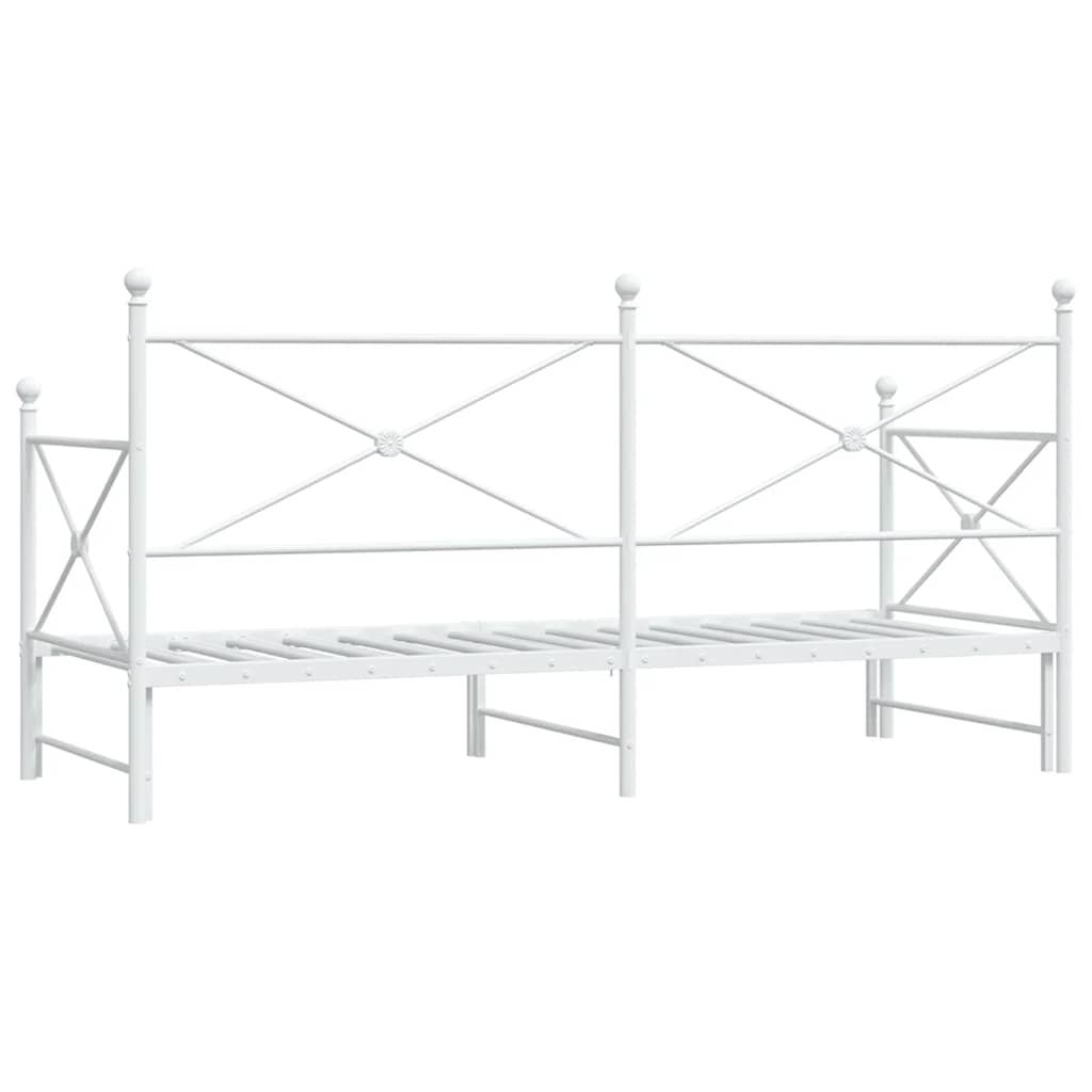 Daybed with Trundle without Mattress White 80x200 cm Steel