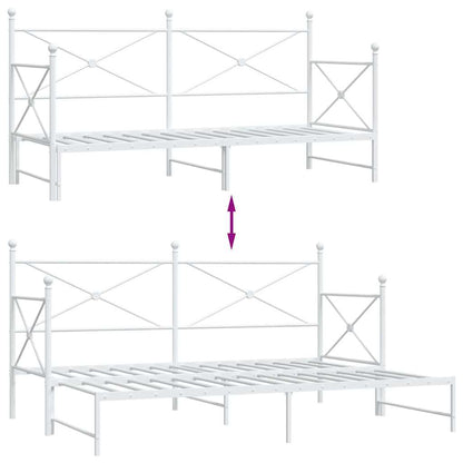 Daybed with Trundle without Mattress White 80x200 cm Steel