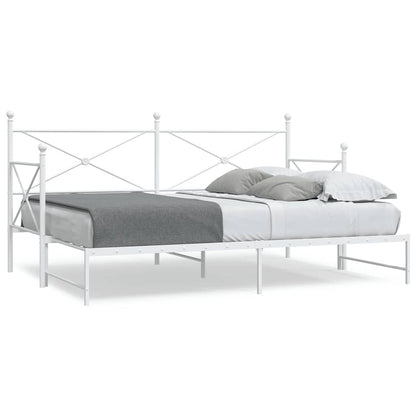 Daybed with Trundle without Mattress White 80x200 cm Steel
