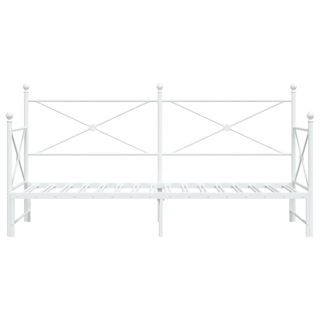 Daybed with Trundle without Mattress White 90x200 cm Steel
