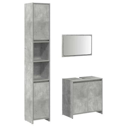 3 Piece Bathroom Furniture Set Concrete Grey Engineered Wood