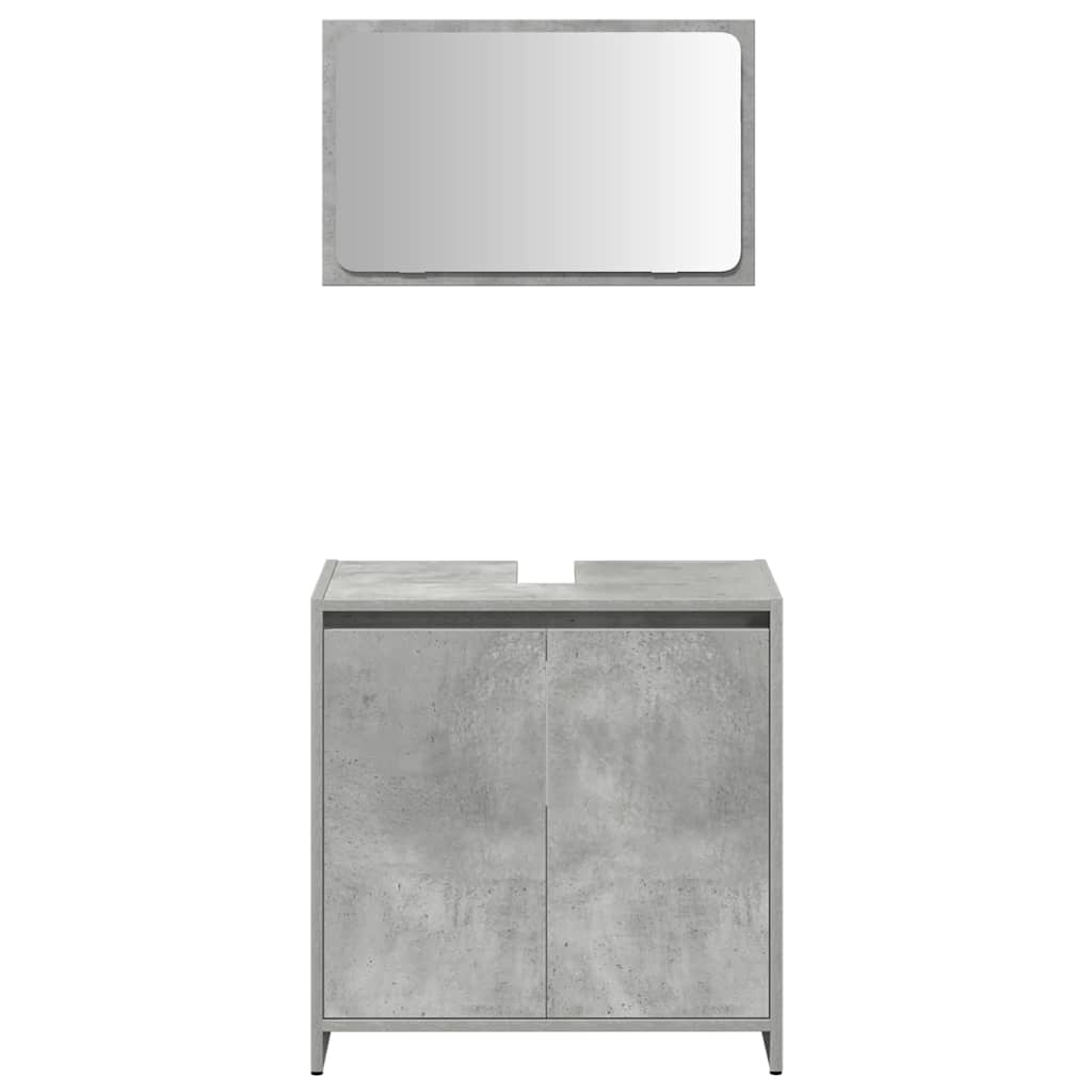 3 Piece Bathroom Furniture Set Concrete Grey Engineered Wood