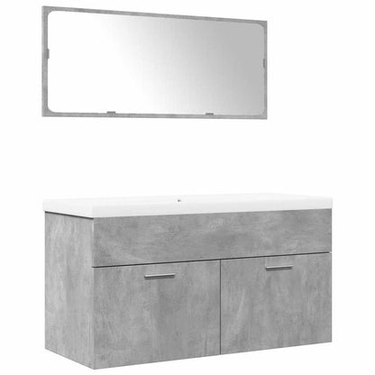 3 Piece Bathroom Furniture Set Concrete Grey Engineered Wood