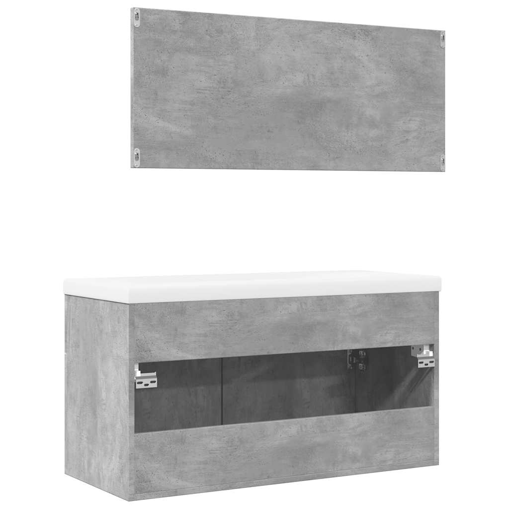 3 Piece Bathroom Furniture Set Concrete Grey Engineered Wood