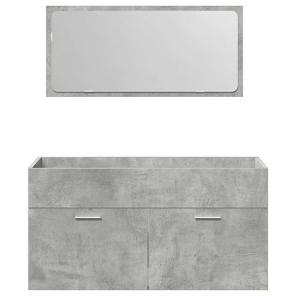 3 Piece Bathroom Furniture Set Concrete Grey Engineered Wood