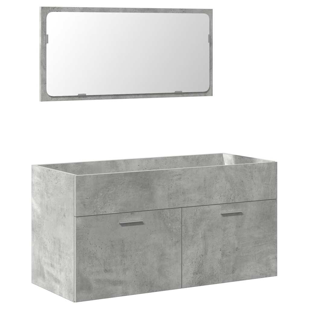 3 Piece Bathroom Furniture Set Concrete Grey Engineered Wood