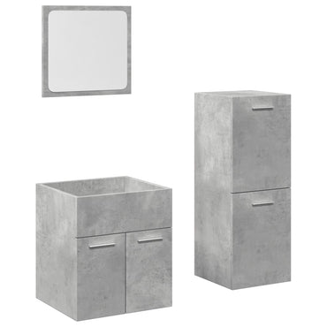 3 Piece Bathroom Furniture Set Concrete Grey Engineered Wood