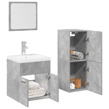 3 Piece Bathroom Furniture Set Concrete Grey Engineered Wood