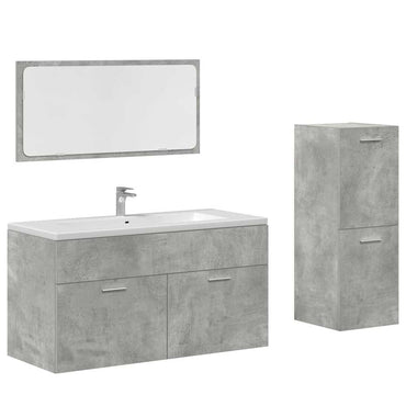 3 Piece Bathroom Furniture Set Concrete Grey Engineered Wood