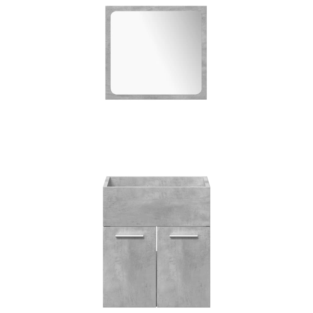 4 Piece Bathroom Furniture Set Concrete Grey Engineered Wood