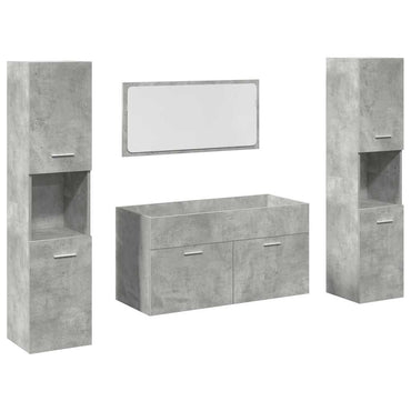 4 Piece Bathroom Furniture Set Concrete Grey Engineered Wood