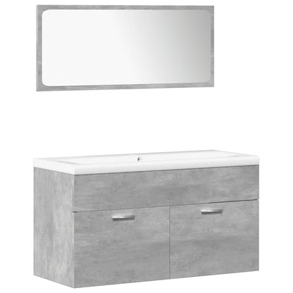 5 Piece Bathroom Furniture Set Concrete Grey Engineered Wood