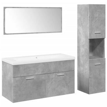 4 Piece Bathroom Furniture Set Concrete Grey Engineered Wood