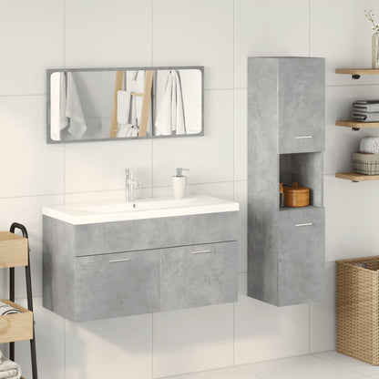 4 Piece Bathroom Furniture Set Concrete Grey Engineered Wood