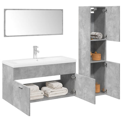 4 Piece Bathroom Furniture Set Concrete Grey Engineered Wood