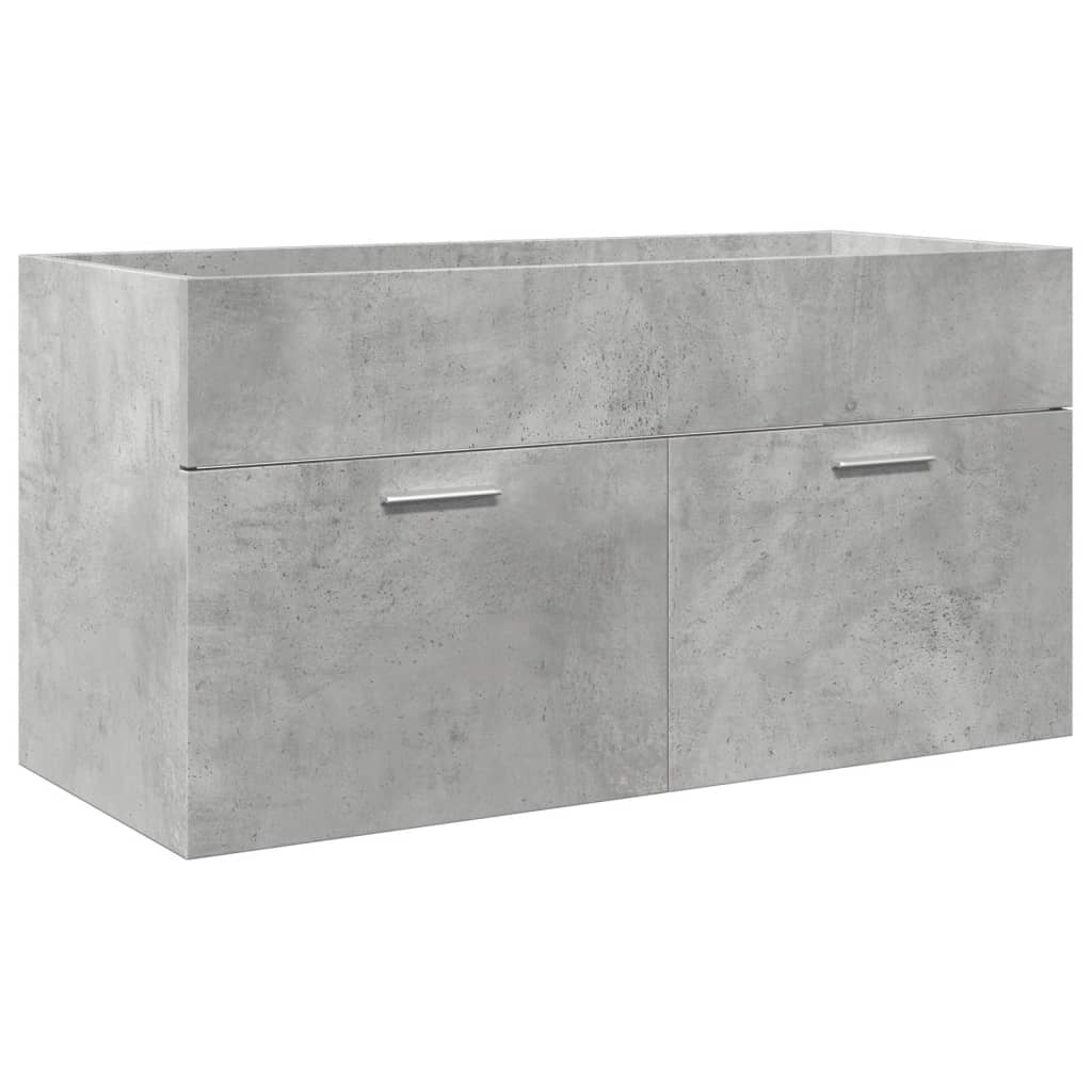 4 Piece Bathroom Furniture Set Concrete Grey Engineered Wood