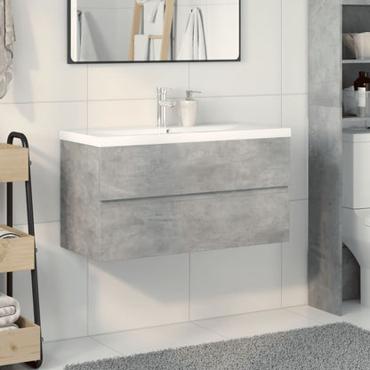 2 Piece Bathroom Furniture Set Concrete Grey Engineered Wood