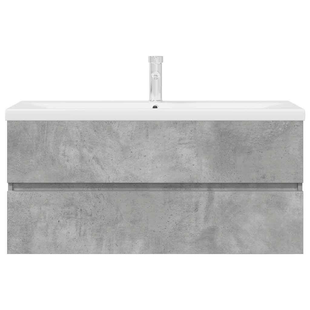 2 Piece Bathroom Furniture Set Concrete Grey Engineered Wood