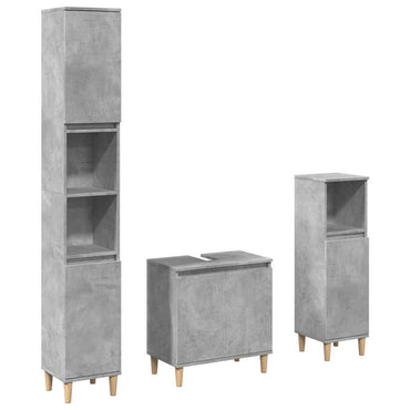 3 Piece Bathroom Furniture Set Concrete Grey Engineered Wood