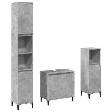 3 Piece Bathroom Furniture Set Concrete Grey Engineered Wood