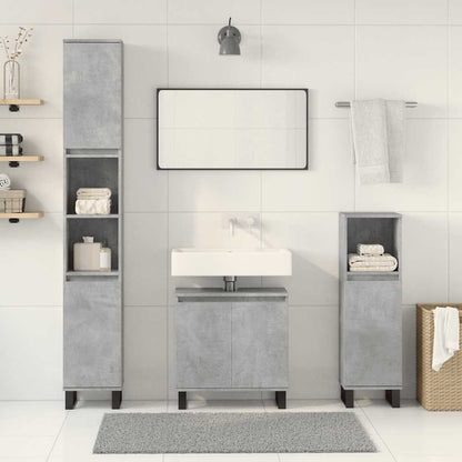 3 Piece Bathroom Furniture Set Concrete Grey Engineered Wood