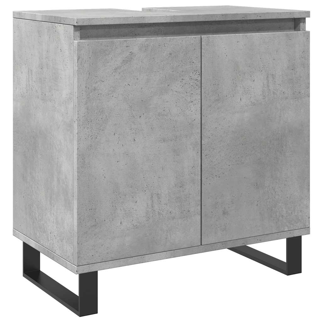 3 Piece Bathroom Furniture Set Concrete Grey Engineered Wood