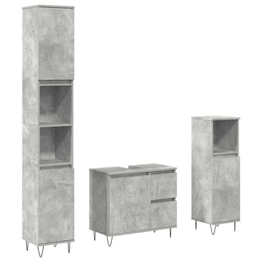 3 Piece Bathroom Furniture Set Concrete Grey Engineered Wood