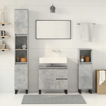 3 Piece Bathroom Furniture Set Concrete Grey Engineered Wood