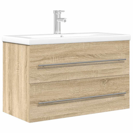 2 Piece Bathroom Furniture Set Sonoma Oak Engineered Wood