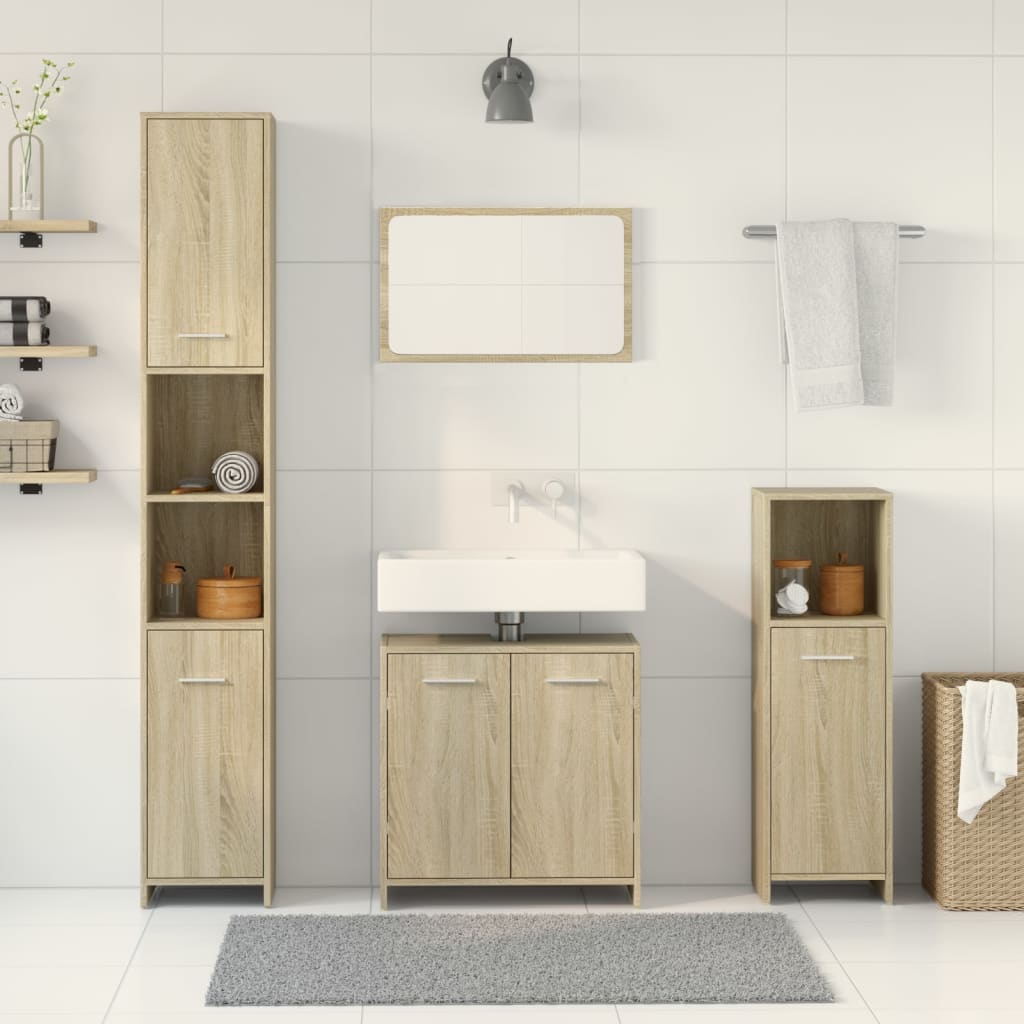 4 Piece Bathroom Furniture Set Sonoma Oak Engineered Wood