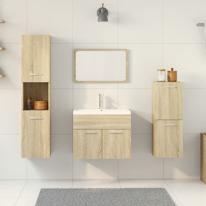 3 Piece Bathroom Furniture Set Sonoma Oak Engineered Wood