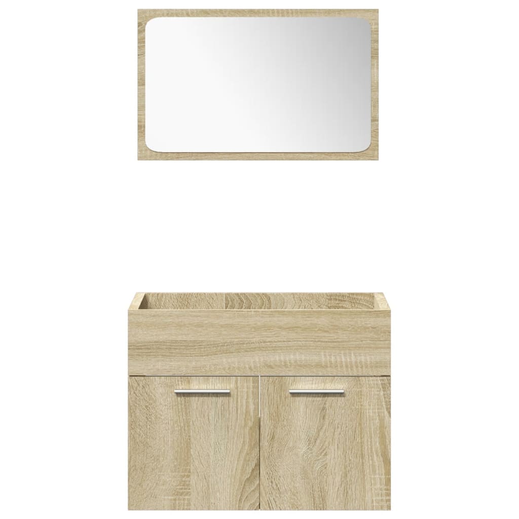 3 Piece Bathroom Furniture Set Sonoma Oak Engineered Wood