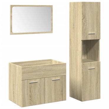 3 Piece Bathroom Furniture Set Sonoma Oak Engineered Wood